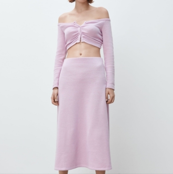 Zara soft knitted A-line midi skirt and Crop Cardigan top - Picture 1 of 15